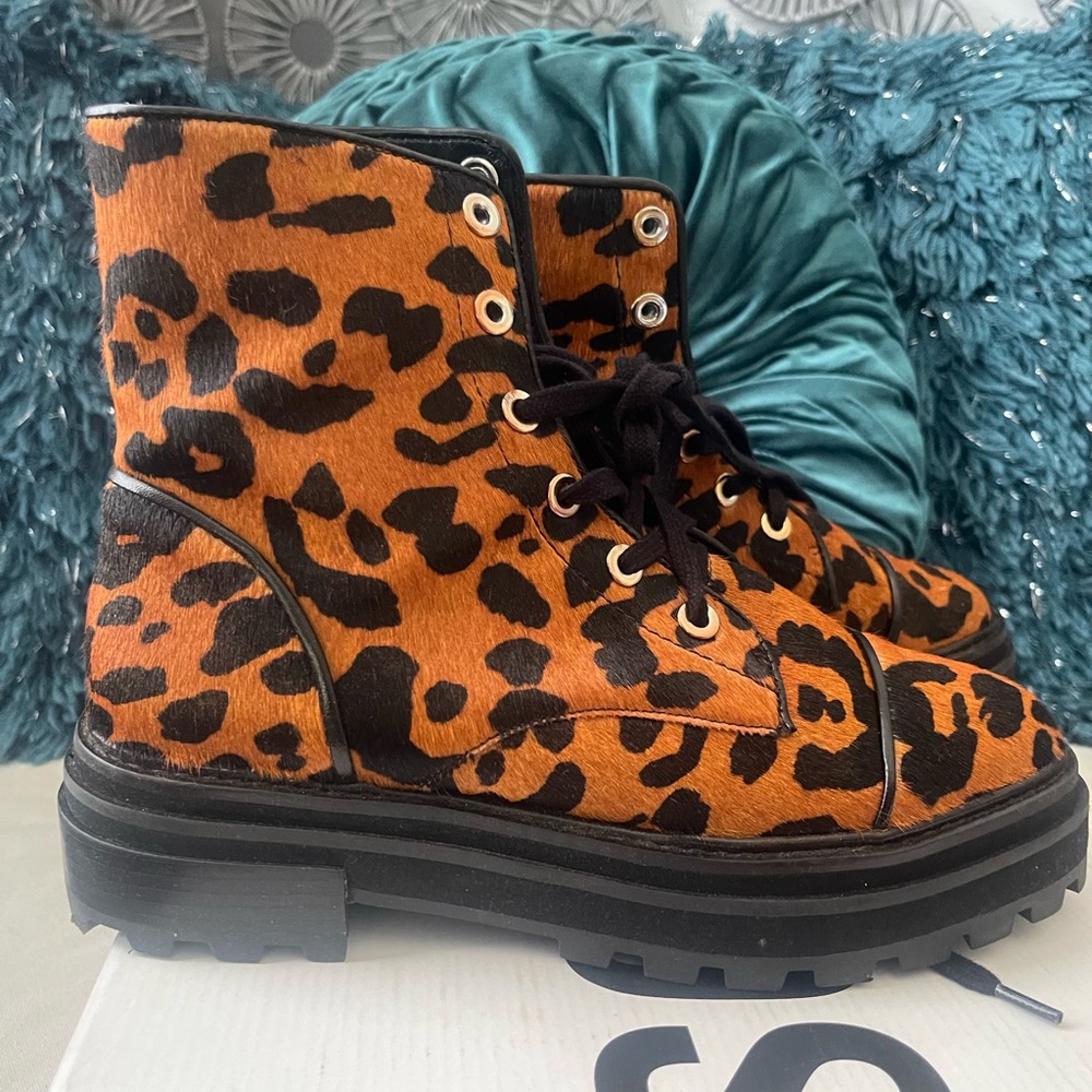 Super Cute Leopard Combat Boots